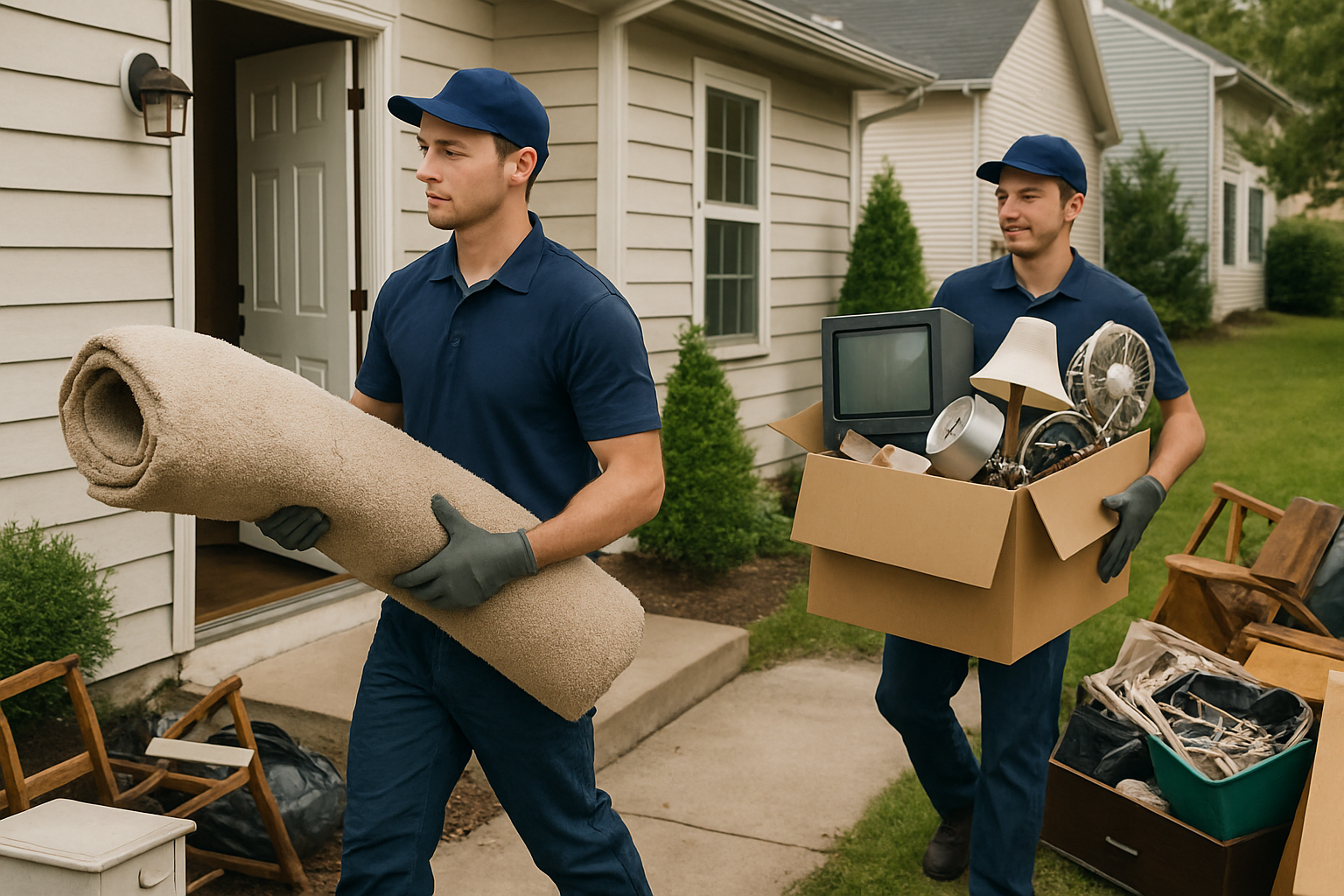 Household junk being removed by professionals